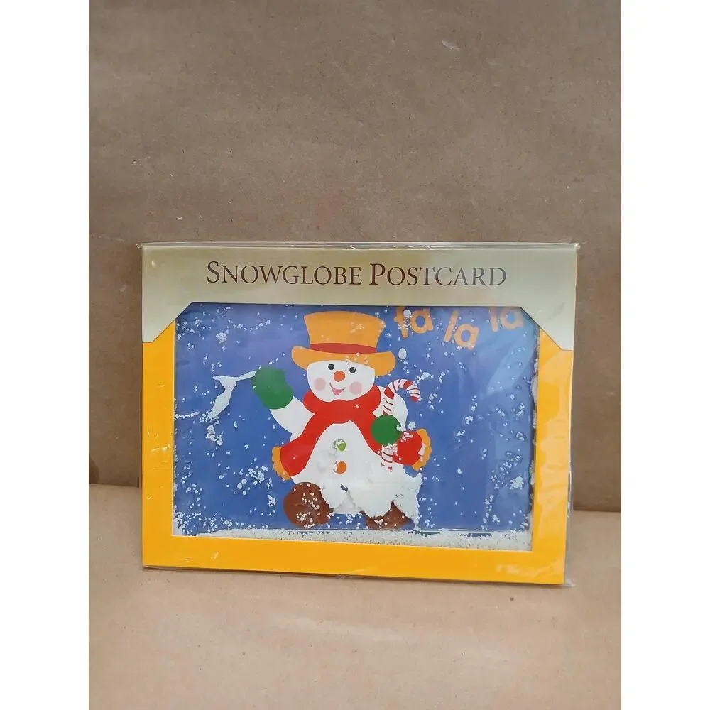 Mr. Christmas Snowglobe Postcard 2008 New Sealed Holiday Snowman Greeting Card
